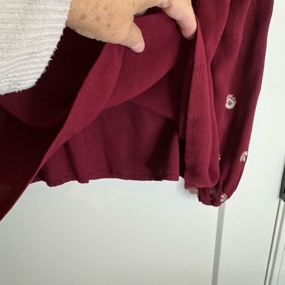 Skies Are Blue Wine Red Embroidered Boho Top - Picture 5 of 5